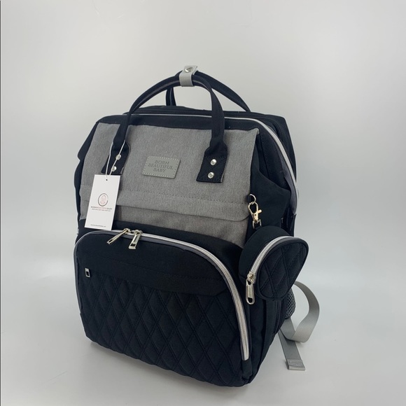 3 In1 Baby Grey/Black Diaper Bag Backpack with Changing Station/ Bassinet - Picture 16 of 16